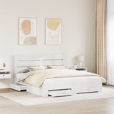 Bed Frame with Drawer White 180 x 200 cm Engineered Wood