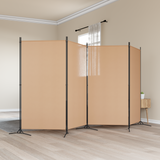 4-Panel Room Divider Beige 346 x 180 cm Fabric - Front View