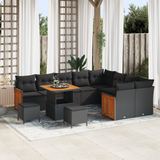 Garden Sofa Set with Cushion 12 pcs Black