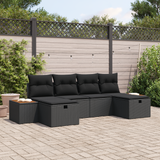 Garden Sofa Set 6 pcs Black 55 x 62 x 69 cm Poly rattan - Front View