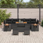 Garden Sofa Set 13 pcs 9-Seater Black Poly Rattan