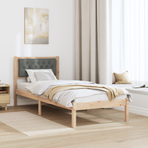 Bed Frame with Headboard Dark Grey 90 x 190 cm Solid Pine Wood
