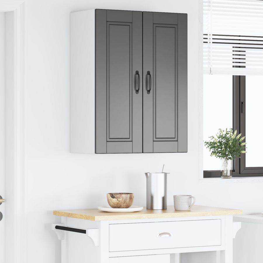 Wall Cabinet PORTO 2 pcs Black Engineered Wood