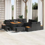 Garden Sofa Set with Cushion 13 pcs Black - Front View