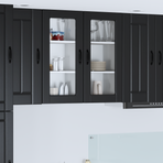 Wall Glass Cabinet LUCCA 2 pcs Black Engineered Wood