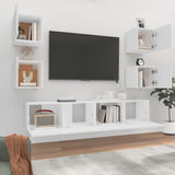 6 Piece TV Cabinet Set White Engineered Wood - Side View