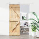 Sliding Door Natural and White 70 x 210 cm Solid Pine Wood
