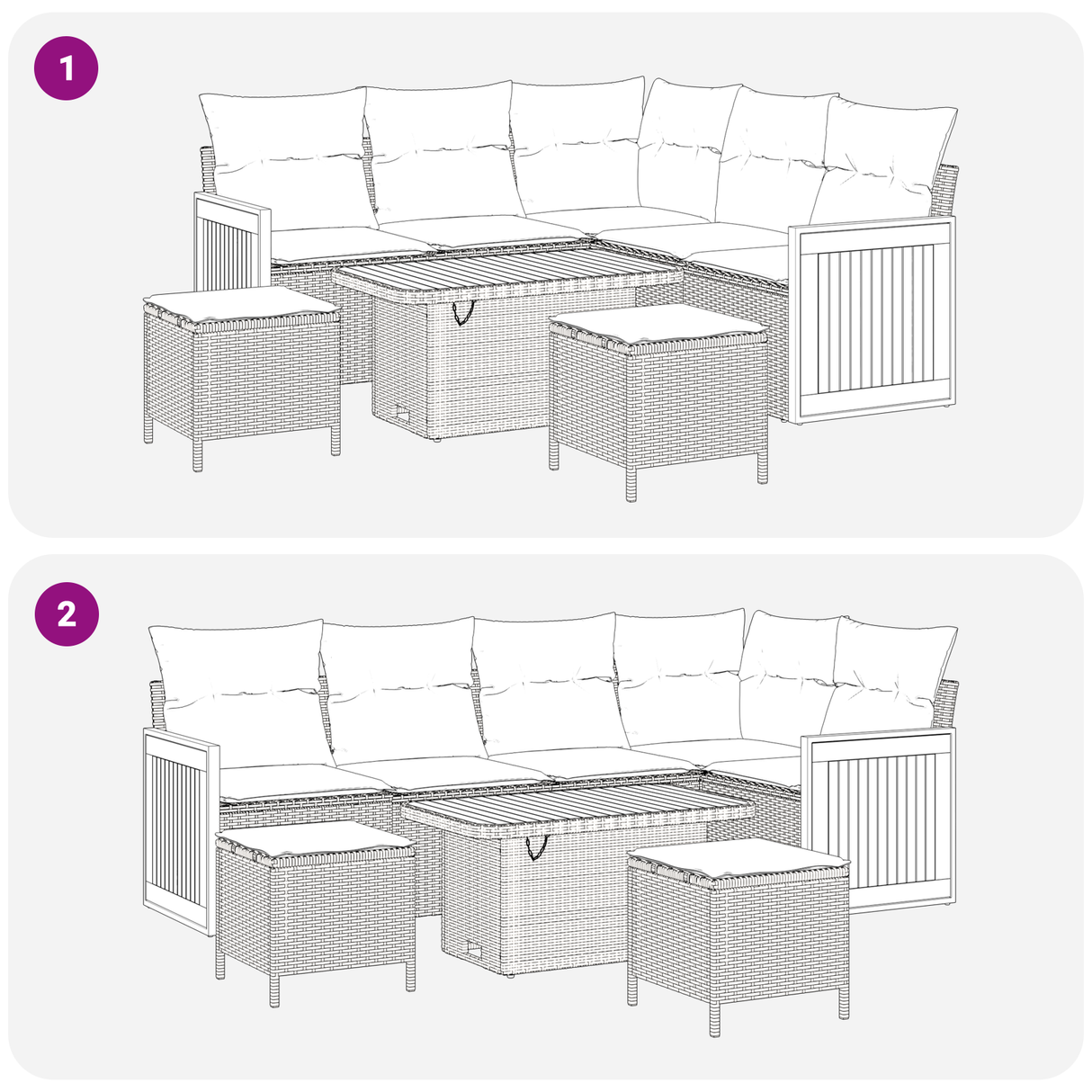 Garden Sofa Set 8 pcs Black Poly Rattan and Powder-Coated Steel