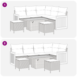 Garden Sofa Set 8 pcs Black Poly Rattan and Powder-Coated Steel