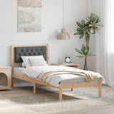 Bed Frame with Headboard Dark Grey 90 x 190 cm Solid Pine Wood - Side View