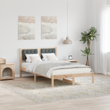 Bed Frame with Headboard Dark Grey 135 x 190 cm Solid Pine Wood - Side View