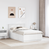 Bed Frame with Headboard White 135 x 190 cm Engineered Wood - Side View