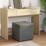 Stool Dark Grey 41 x 41 x 40 cm Fabric and Engineered Wood - Front View