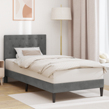 Bed Frame with Headboard Dark Grey 107 x 203 cm Velvet - Front View