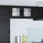 Wall Glass Cabinet LUCCA 2 pcs Black Engineered Wood