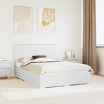 Bed Frame with Drawer White 150 x 200 cm Engineered Wood