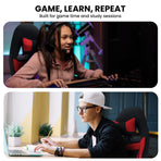 Sarantino Antre Kids Study Gaming Chair Black Red Computer Seat Adjustable Height Ergonomic Bac