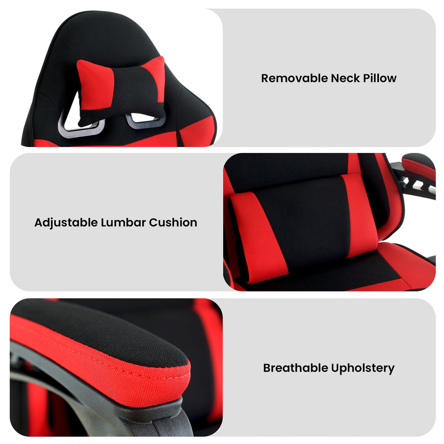 Sarantino Antre Kids Study Gaming Chair Black Red Computer Seat Adjustable Height Ergonomic Bac