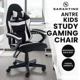 Sarantino Antre Kids Study Gaming Chair Black White Computer Seat Adjustable Height Ergonomic S - Front View