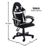 Sarantino Antre Kids Study Gaming Chair Black White Computer Seat Adjustable Height Ergonomic S - Top-Down View