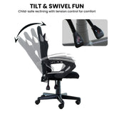 Sarantino Antre Kids Study Gaming Chair Black White Computer Seat Adjustable Height Ergonomic S - Close-Up Angle