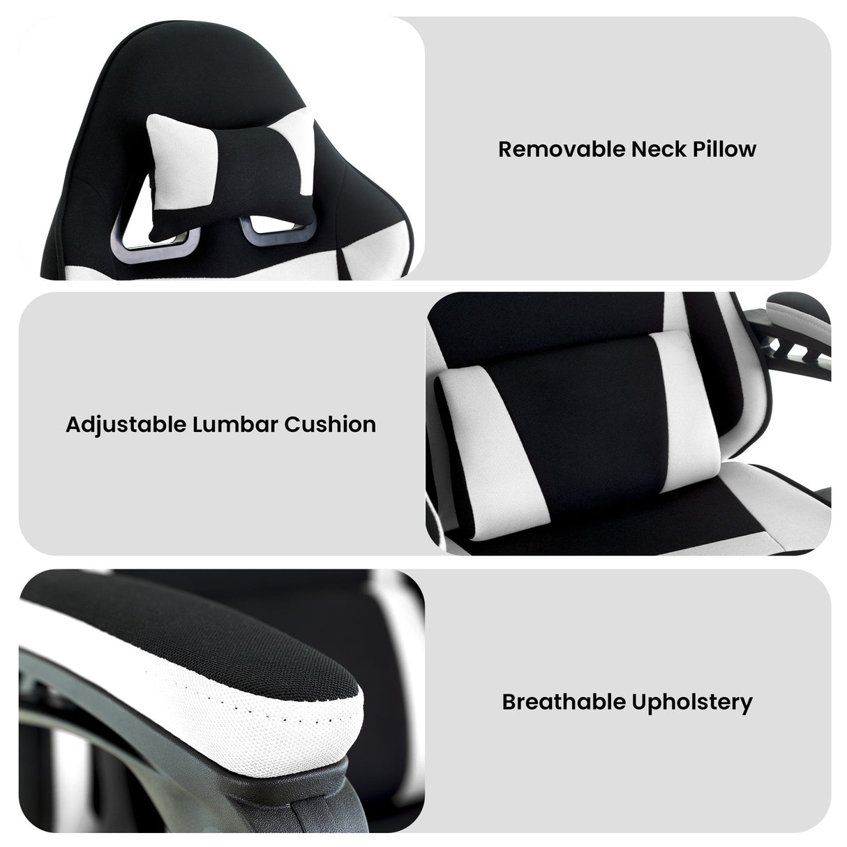 Sarantino Antre Kids Study Gaming Chair Black White Computer Seat Adjustable Height Ergonomic S