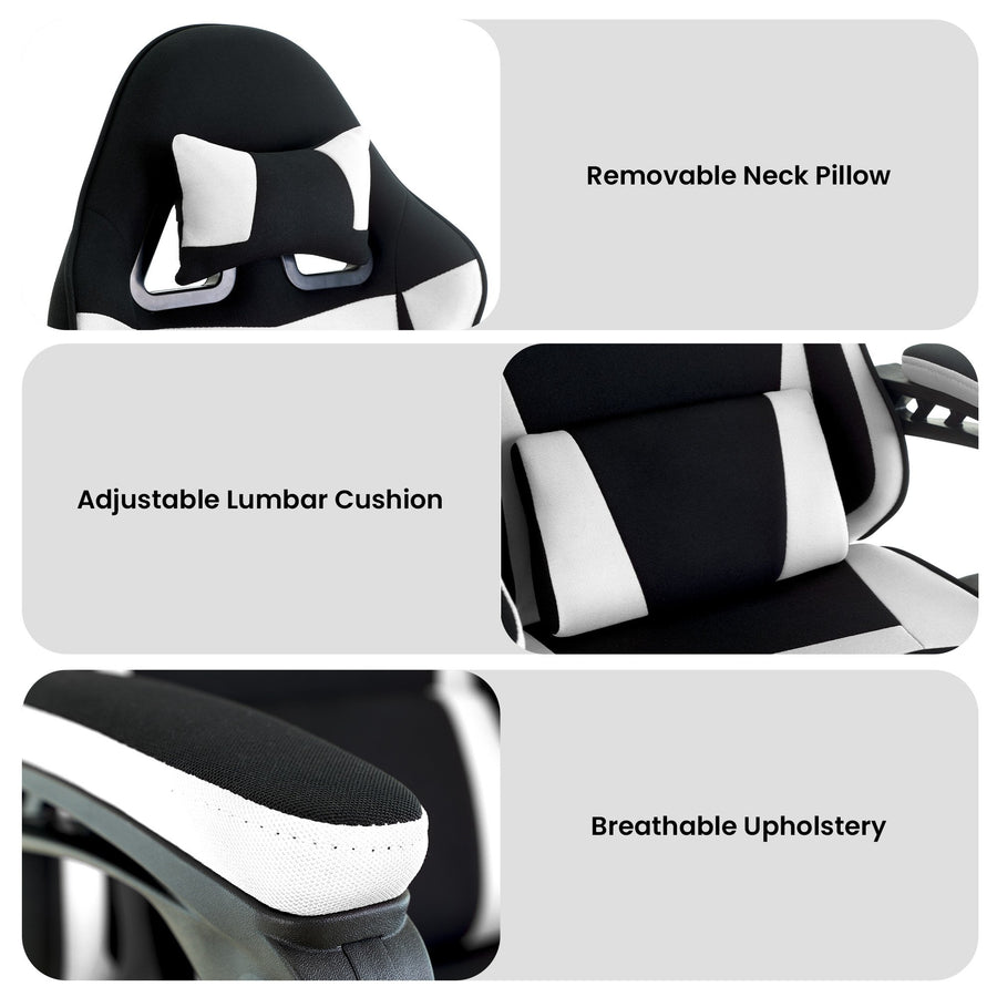 Sarantino Antre Kids Study Gaming Chair Black White Computer Seat Adjustable Height Ergonomic S