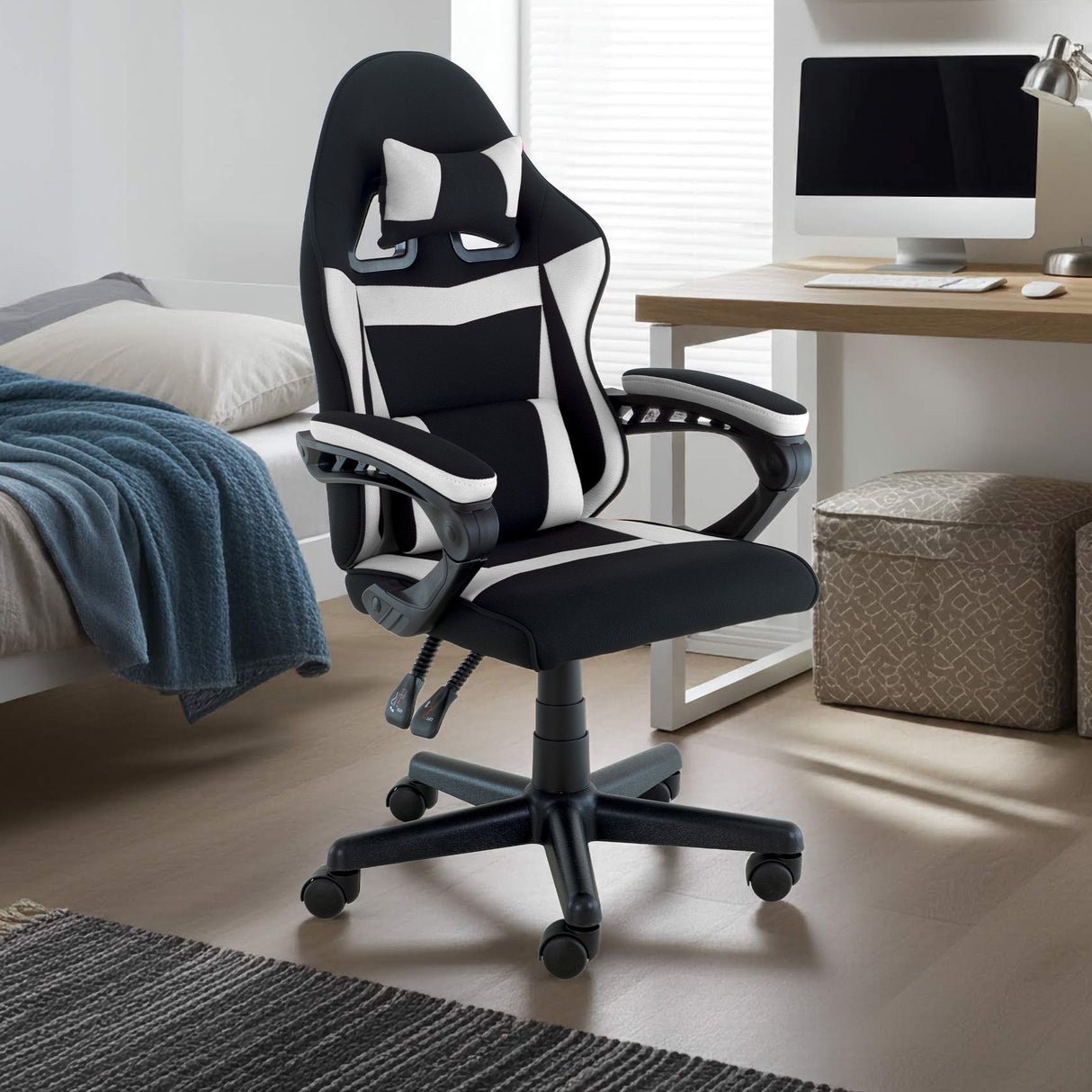 Sarantino Antre Kids Study Gaming Chair Black White Computer Seat Adjustable Height Ergonomic S