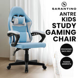 Sarantino Antre Kids Study Gaming Chair in Black and White Office Adjustable Height Chair - Front View
