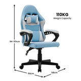 Sarantino Antre Kids Study Gaming Chair in Black and White Office Adjustable Height Chair - Top-Down View