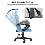 Sarantino Antre Kids Study Gaming Chair in Black and White Office Adjustable Height Chair - Close-Up Angle