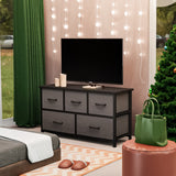 Levede Chest of 5 Drawers Storage Cabinet Dark Grey - Rear View