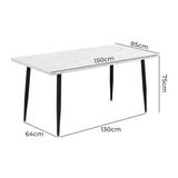 Levede Steel Dining Table 4-6 Seater 150cm - Front View