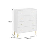 Sarantino Rocco Chest of Drawers in White - Side View