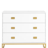Sarantino Amara Chest of Drawers Tallboy Dresser in White/Gold - Top-Down View