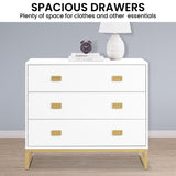 Sarantino Amara Chest of Drawers Tallboy Dresser in White/Gold - Rear View