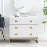 Sarantino Amara Chest of Drawers Tallboy Dresser in White/Gold - Extra Image