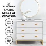 Sarantino Amara Chest of Drawers Tallboy Dresser in White/Gold - Extra Image