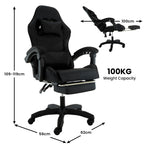 Sarantino Cueva Reclining High Back Office Gaming Chair Black Retractable Footrest Computer Sea