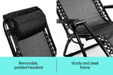 Zero Gravity Reclining Deck Chair - Black - Front View