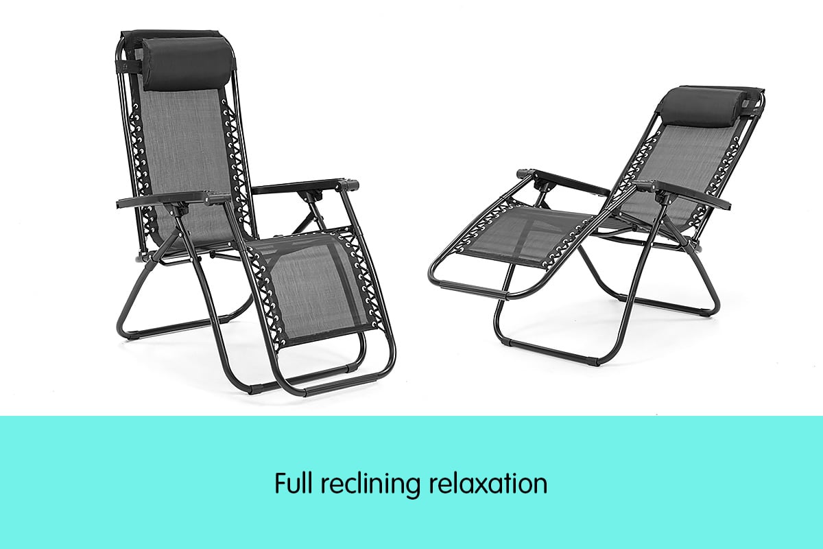 Zero Gravity Reclining Deck Chair - Black