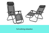Zero Gravity Reclining Deck Chair - Black - Top-Down View