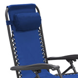 Zero Gravity Reclining Deck Chair - Blue - Front View