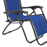 Zero Gravity Reclining Deck Chair - Blue - Side View