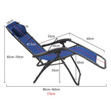 Zero Gravity Reclining Deck Chair - Blue - 45-Degree Angle