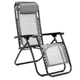 Zero Gravity Reclining Deck Chair - Grey - Front View