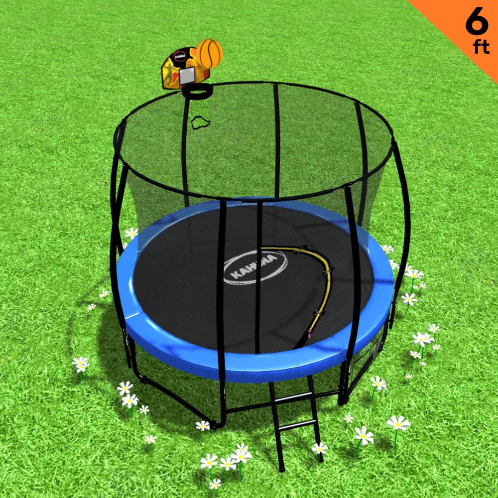 6ft Trampoline Free Safety Net Spring Pad Mat Ladder Basketball Blue