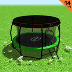 Kahuna Trampoline 14 ft with Basketball Set Roof - Green