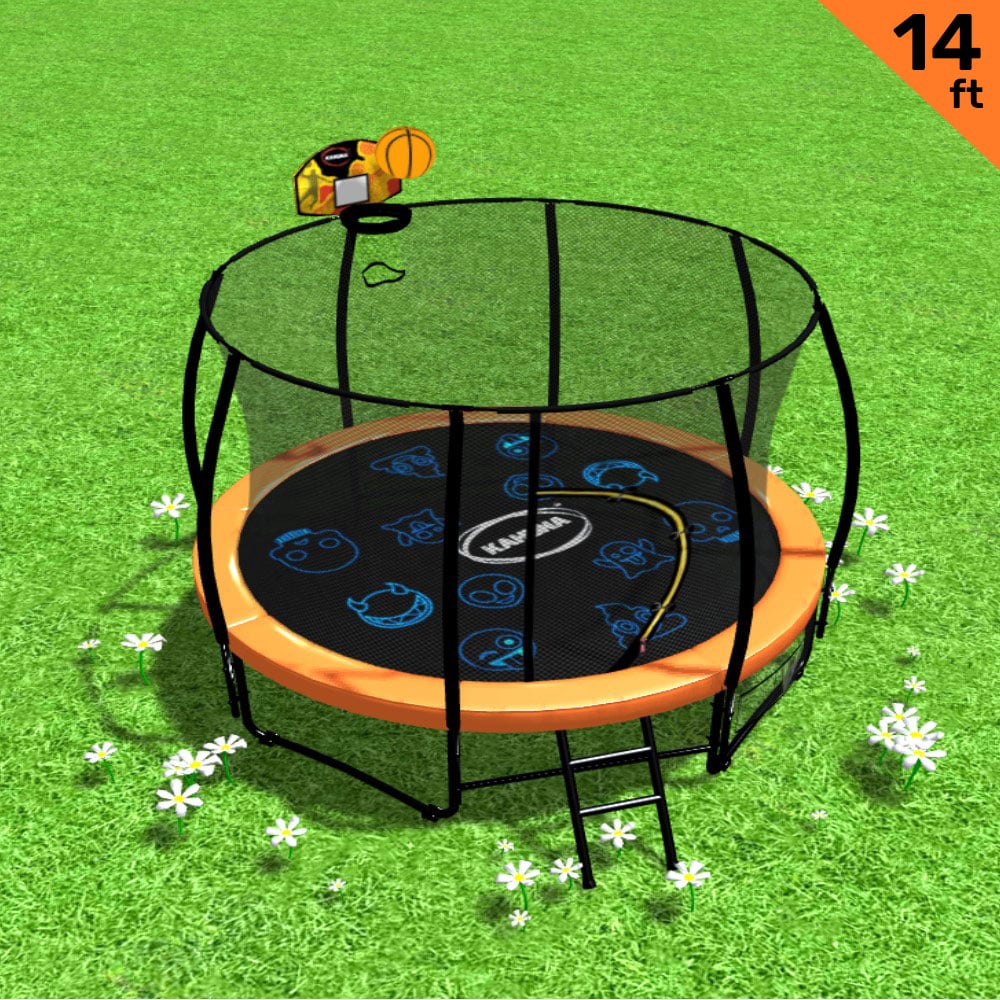 Kahuna Pro 14 ft Trampoline with Mat, Reversible Pad, Basketball Set