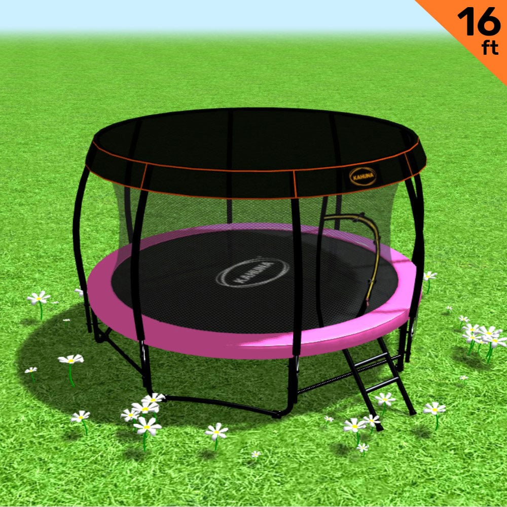 Kahuna Trampoline 16 ft with Roof Set - Pink